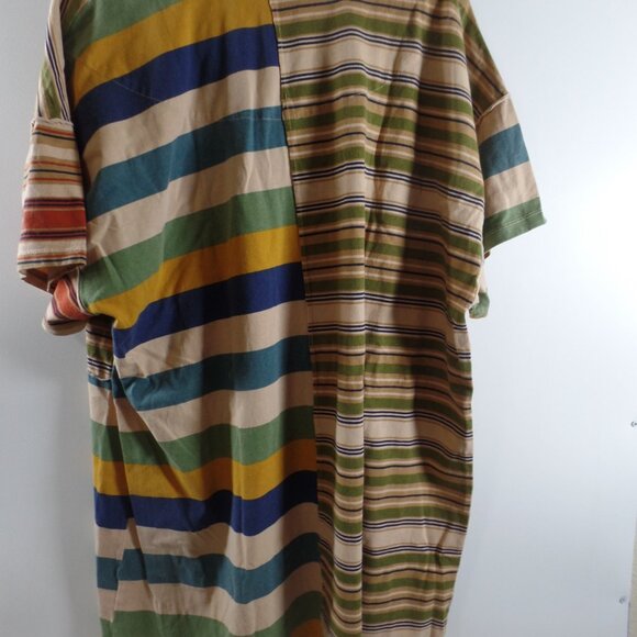 Free People Multicolor Striped Tunic Dress Size L Raw Edge Denim Colar & Neck - Picture 3 of 5